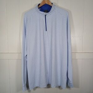 Deolax Quarter Zip Pullover Men XXL Blue White‎ Geometric Print Golf Top